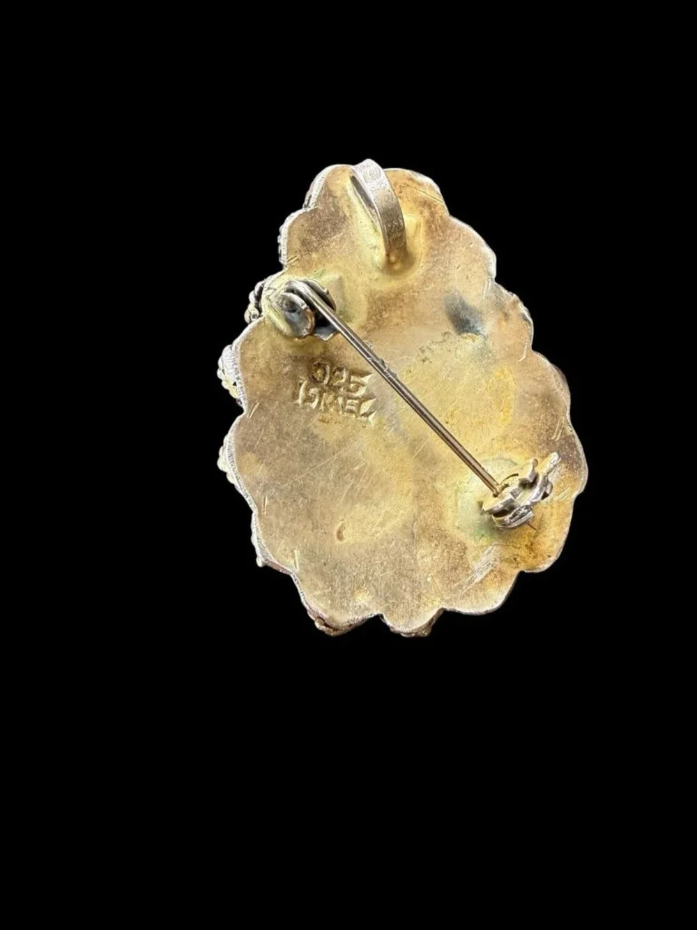 Vintage 925 Israel Sterling Silver Eilat Stone Brooch Pendant Signed